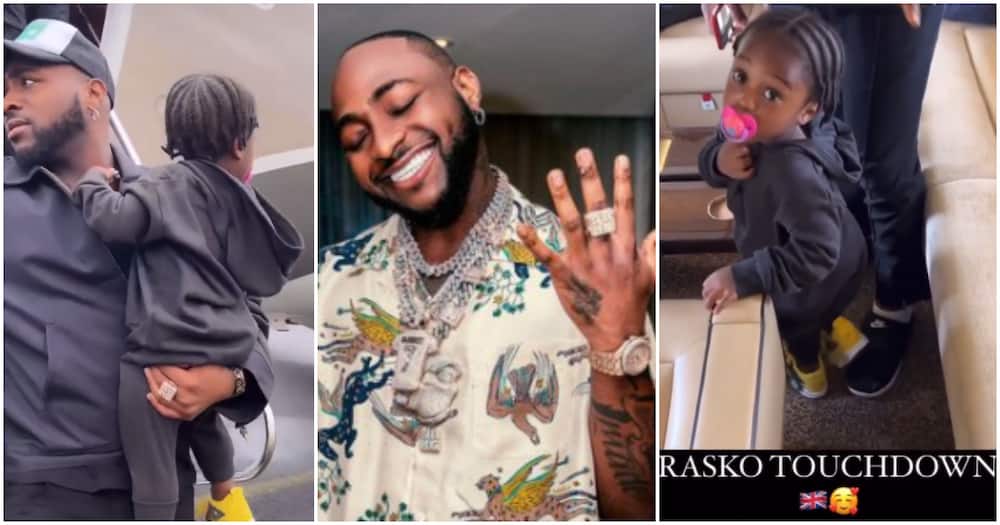 Davido delighted as Chioma and son arrive in London for his O2 Arena concert.