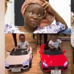 Kizz Daniels sons get cars from comedian Taaooma on their first birthday.