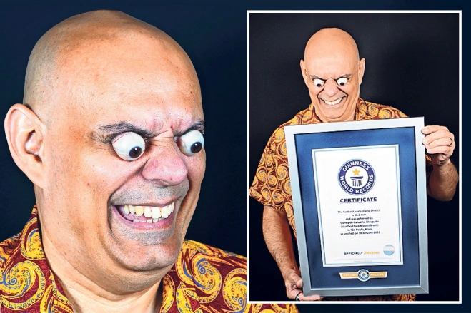Guinness World Records achieved by Brazillian man after pushing peepers closely 2cm out of sockets (Photos)