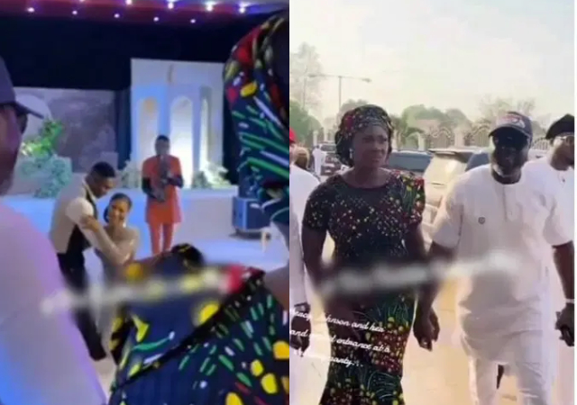 She’s so humble: Moment bride kneeled to the entrance of Mercy Johnson and husband at her wedding [video]