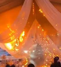 Watch the sad moment fire breaks out during a wedding reception in Lagos