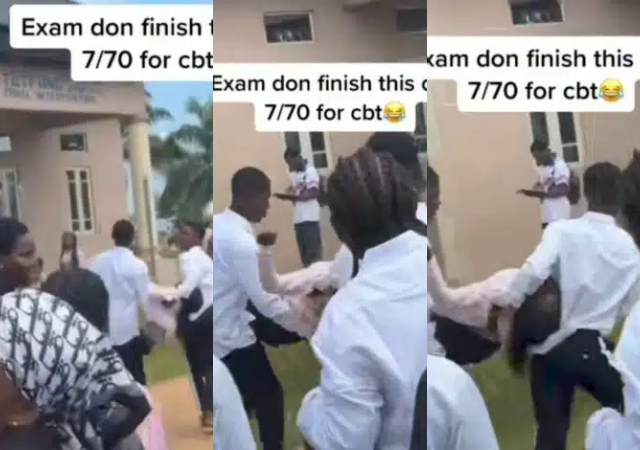 Watch the moment a female student reportedly faints after scoring 7/70 on CBT exam
